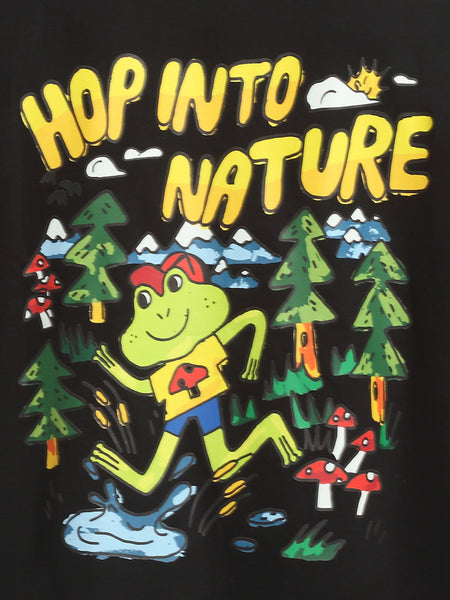 Hop Into Nature - Black Oversized T-Shirt