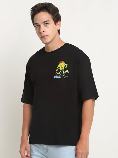 Hop Into Nature - Black Oversized T-Shirt