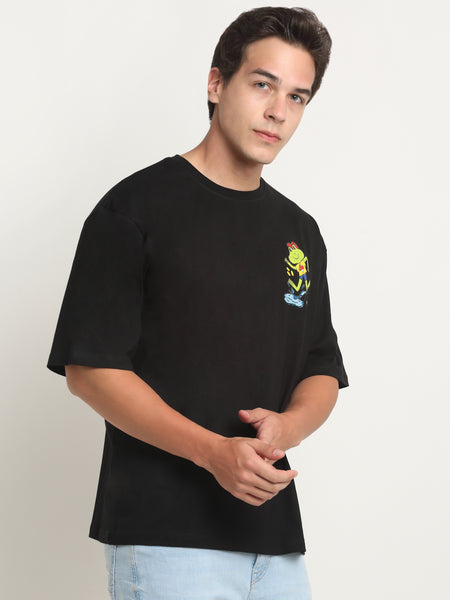 Hop Into Nature - Black Oversized T-Shirt