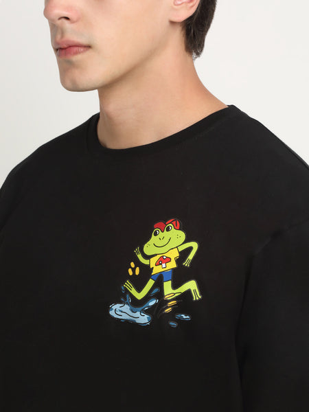 Hop Into Nature - Black Oversized T-Shirt