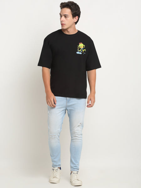 Hop Into Nature - Black Oversized T-Shirt