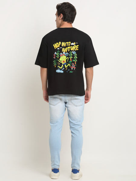 Hop Into Nature - Black Oversized T-Shirt