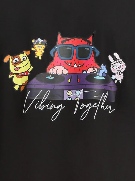 Vibing Together Black Oversized T-Shirt