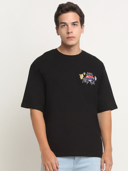 Vibing Together Black Oversized T-Shirt