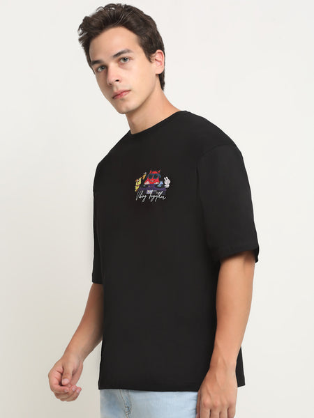 Vibing Together Black Oversized T-Shirt