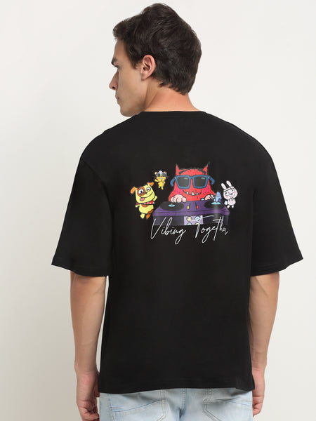 Vibing Together Black Oversized T-Shirt