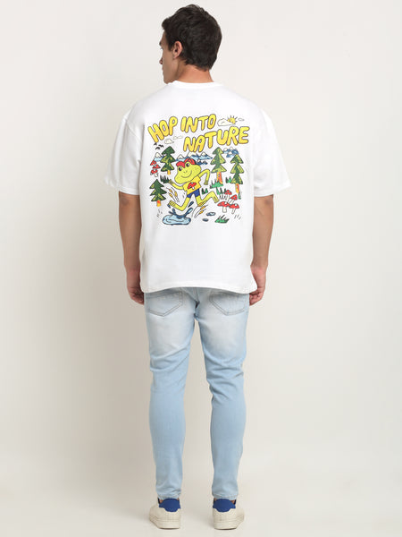 Hop Into Nature - White Oversized T-Shirt