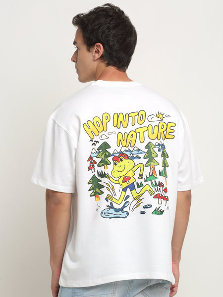 Hop Into Nature - White Oversized T-Shirt