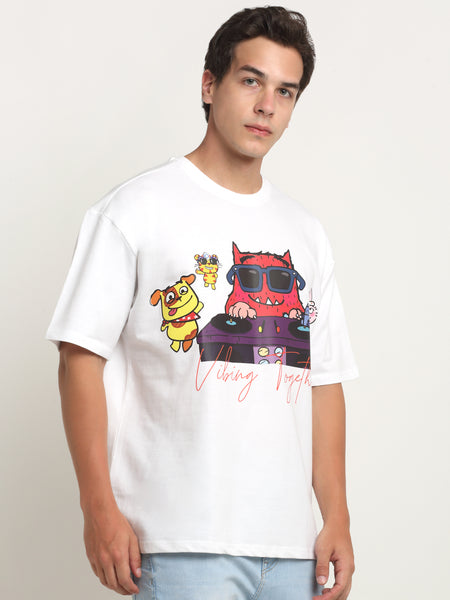 Vibing Together Glow Out White Oversized T-Shirt