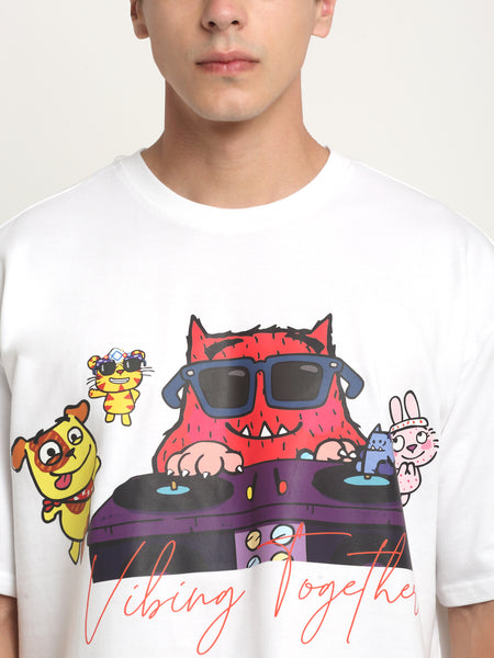 Vibing Together Glow Out White Oversized T-Shirt