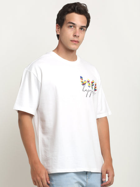 Life Happens - White Oversized T-Shirt