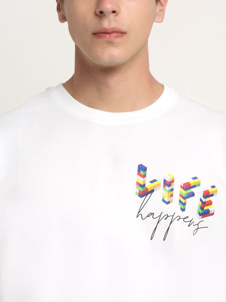 Life Happens - White Oversized T-Shirt