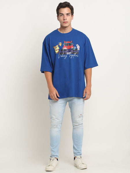 Vibing Together - Blue Oversized T-Shirt
