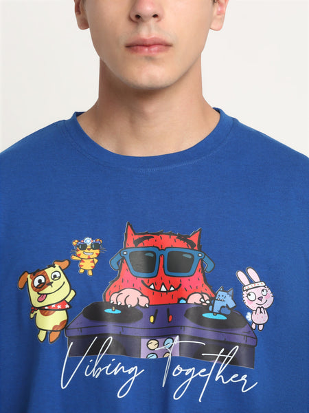 Vibing Together - Blue Oversized T-Shirt