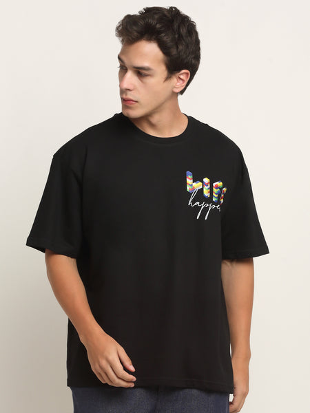 Life Happens Fnb-  Black Oversized T-Shirt
