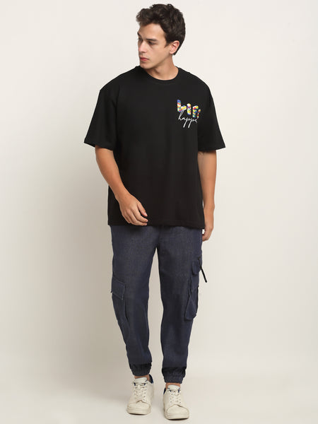 Life Happens Fnb-  Black Oversized T-Shirt