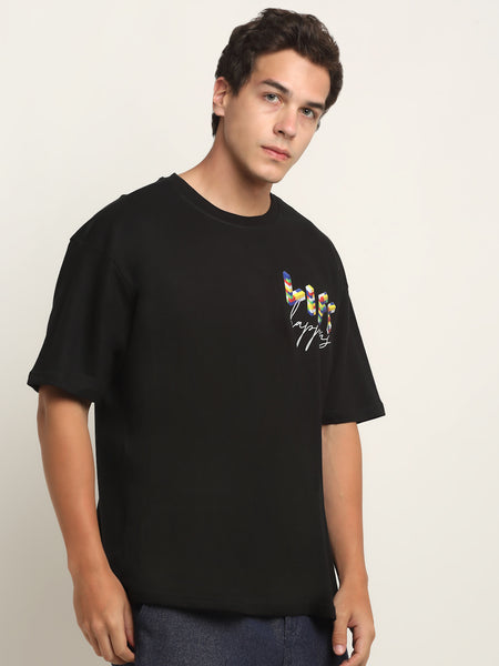 Life Happens Fnb-  Black Oversized T-Shirt