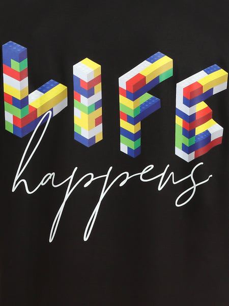 Life Happens Fnb-  Black Oversized T-Shirt