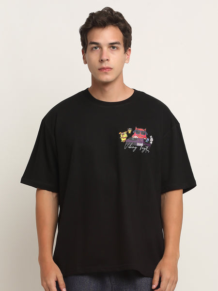 Vibing Together Diagonal Back Print Oversized T-Shirt