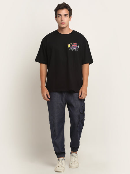 Vibing Together Diagonal Back Print Oversized T-Shirt