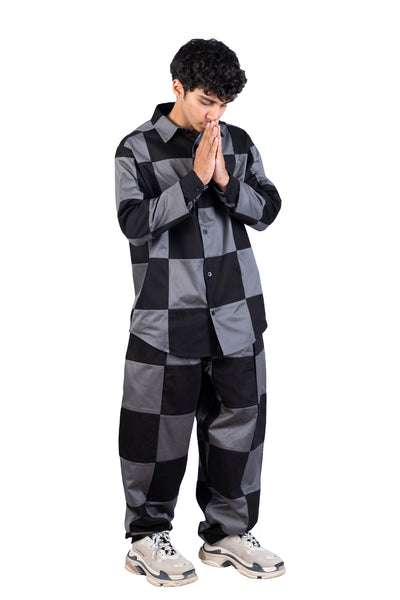 Marshall Patchwork Checkered Loose Fit Trousers
