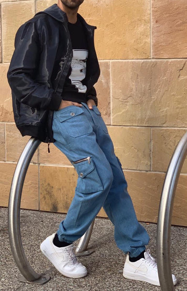 Utility Zipper Pocket Detailed Denim Trousers