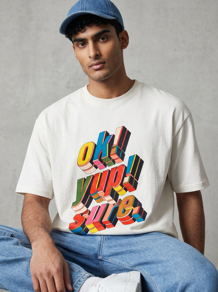 Theorem Ok Yup Sure Front Oversized T-Shirt - White