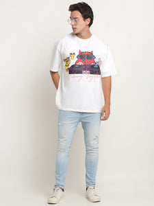 Vibing Together Glow Out White Oversized T-Shirt