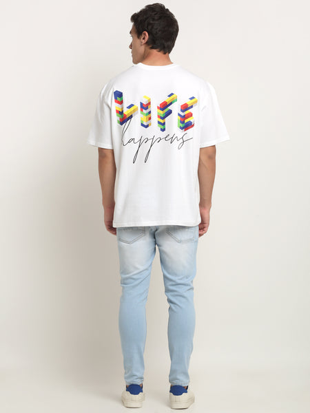 Life Happens - White Oversized T-Shirt