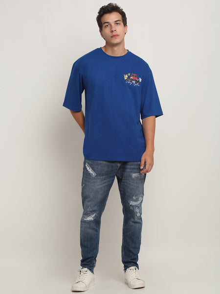 Vibing Together Fnb Blue Oversized T-Shirt