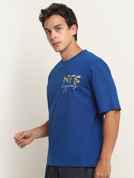 Life Happens - Blue Oversized T-Shirt