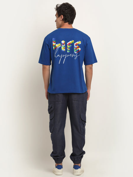 Life Happens - Blue Oversized T-Shirt