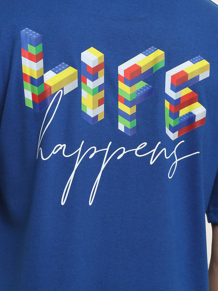 Life Happens - Blue Oversized T-Shirt