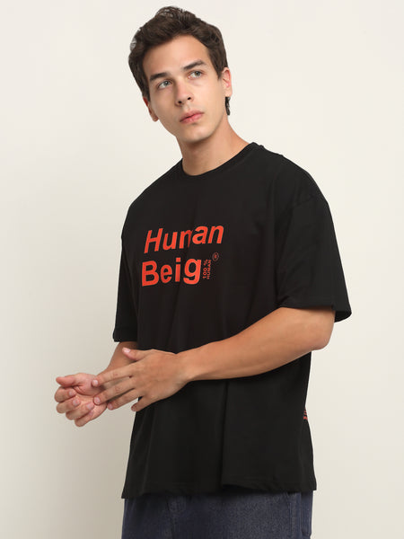 100% Human Being Energised Black Oversized T-Shirt