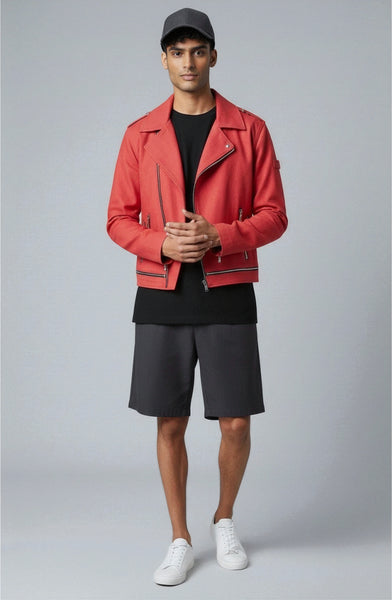 Contrast Zipper Detailed Biker Jacket