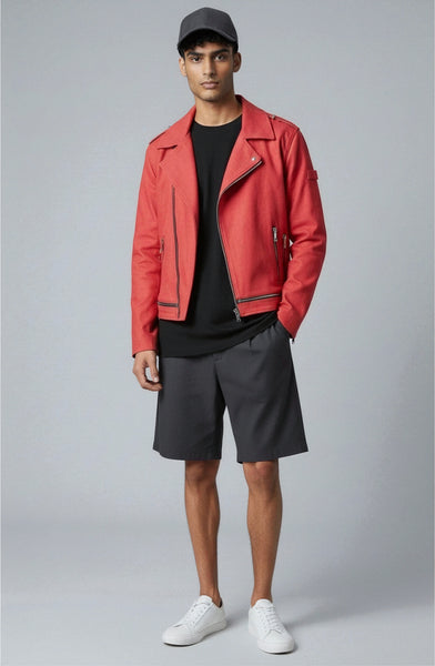 Contrast Zipper Detailed Biker Jacket