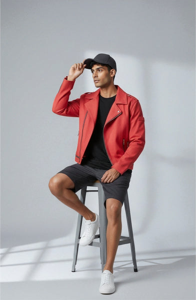 Contrast Zipper Detailed Biker Jacket
