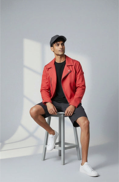 Contrast Zipper Detailed Biker Jacket