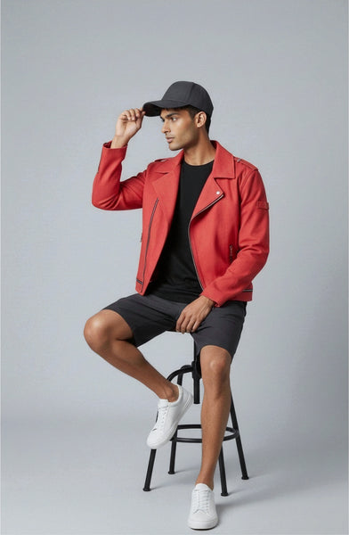 Contrast Zipper Detailed Biker Jacket
