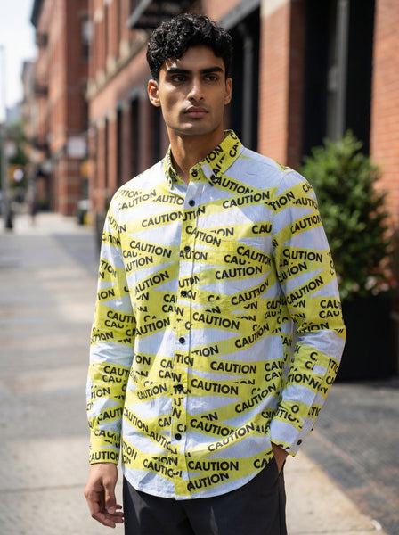 Caution Printed Stripe Shirt