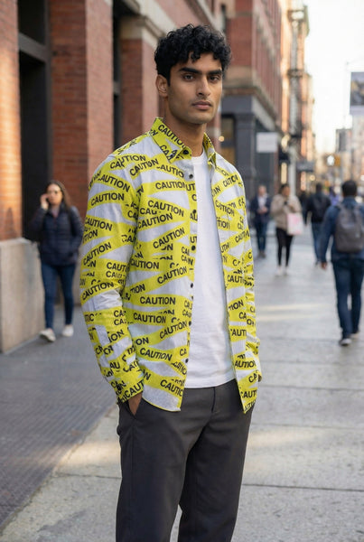 Caution Printed Stripe Shirt