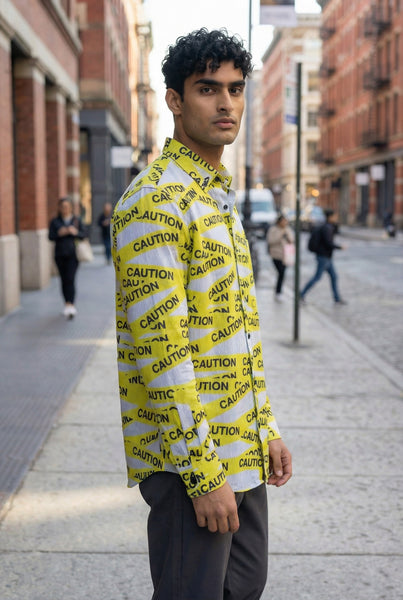 Caution Printed Stripe Shirt