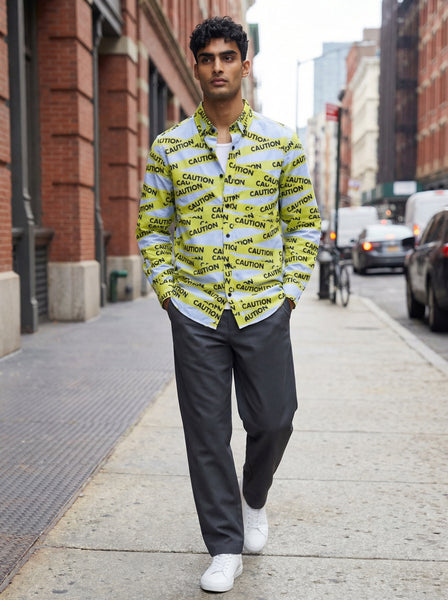 Caution Printed Stripe Shirt