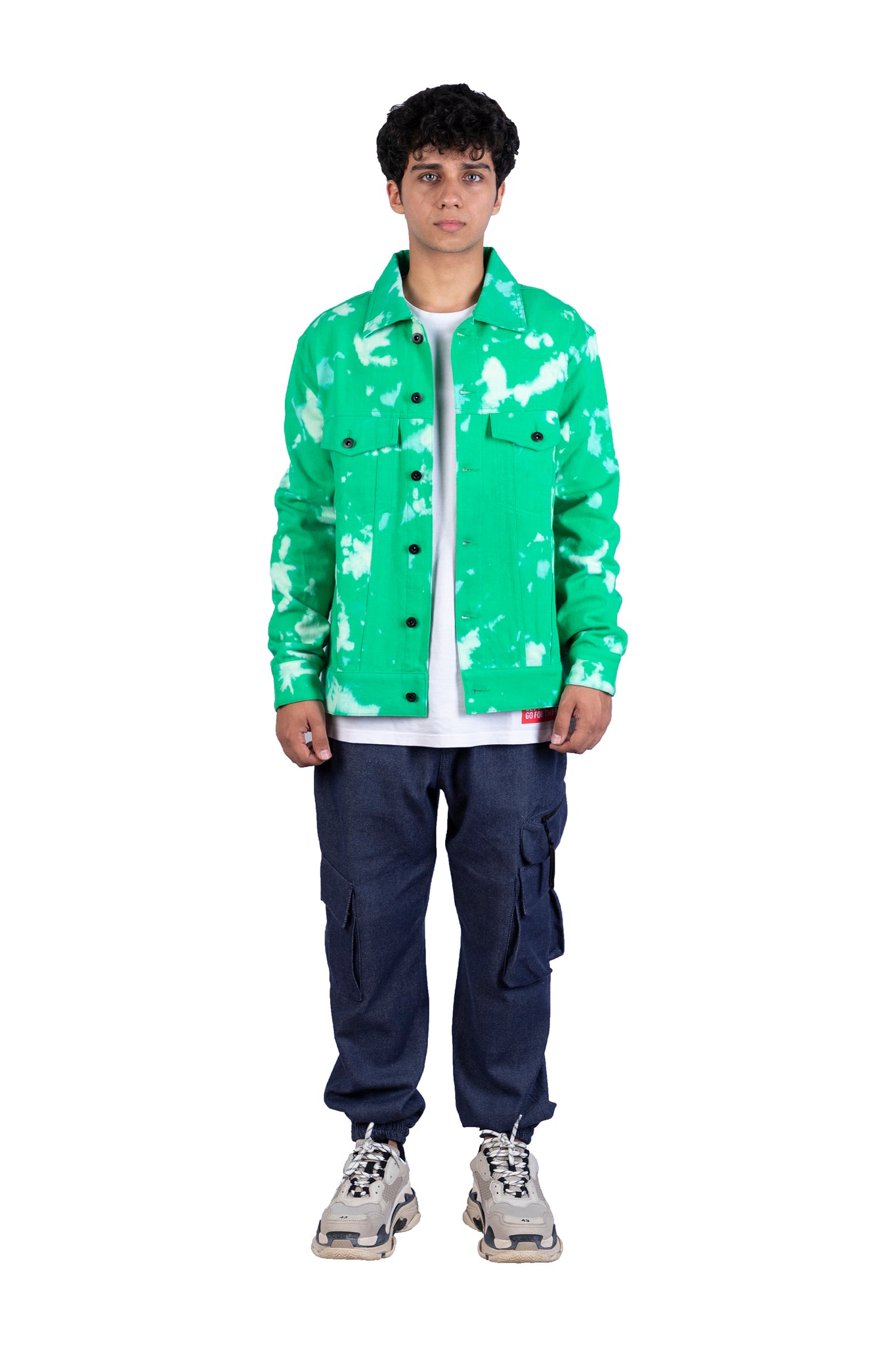 Green Tie Dye Denim Jacket