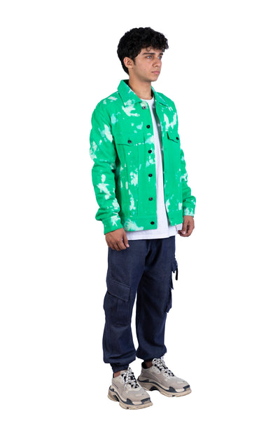 Green Tie Dye Denim Jacket