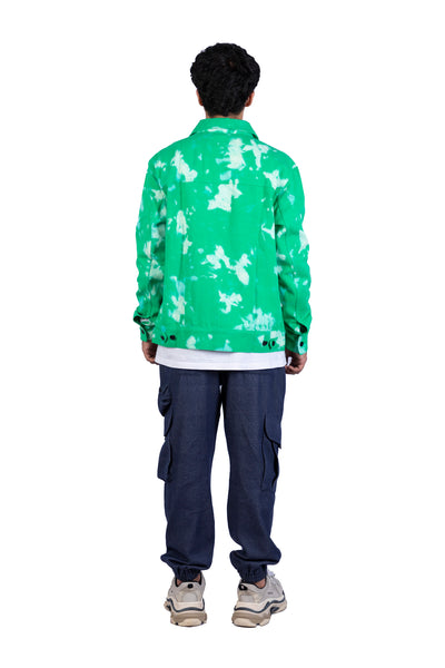 Green Tie Dye Denim Jacket