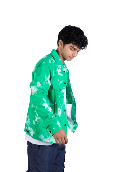 Green Tie Dye Denim Jacket
