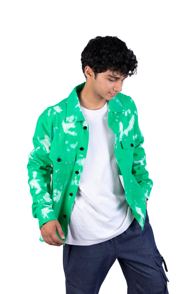 Green Tie Dye Denim Jacket
