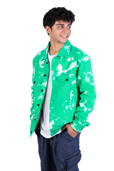 Green Tie Dye Denim Jacket