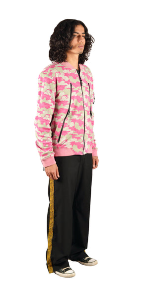 Camo Zip Detailed Bomber Jacket